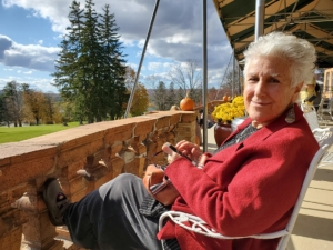 Michelle Eliot sitting on Balcony